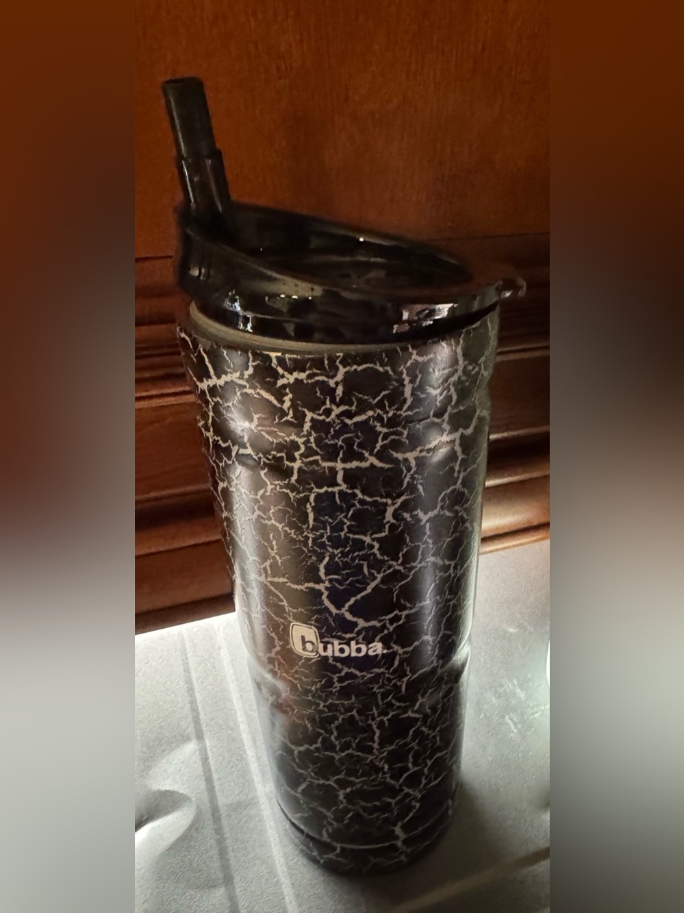 🖤 Bubba Tall Boy Black Crackle Tumbler 18 oz w/ Lid & Straw